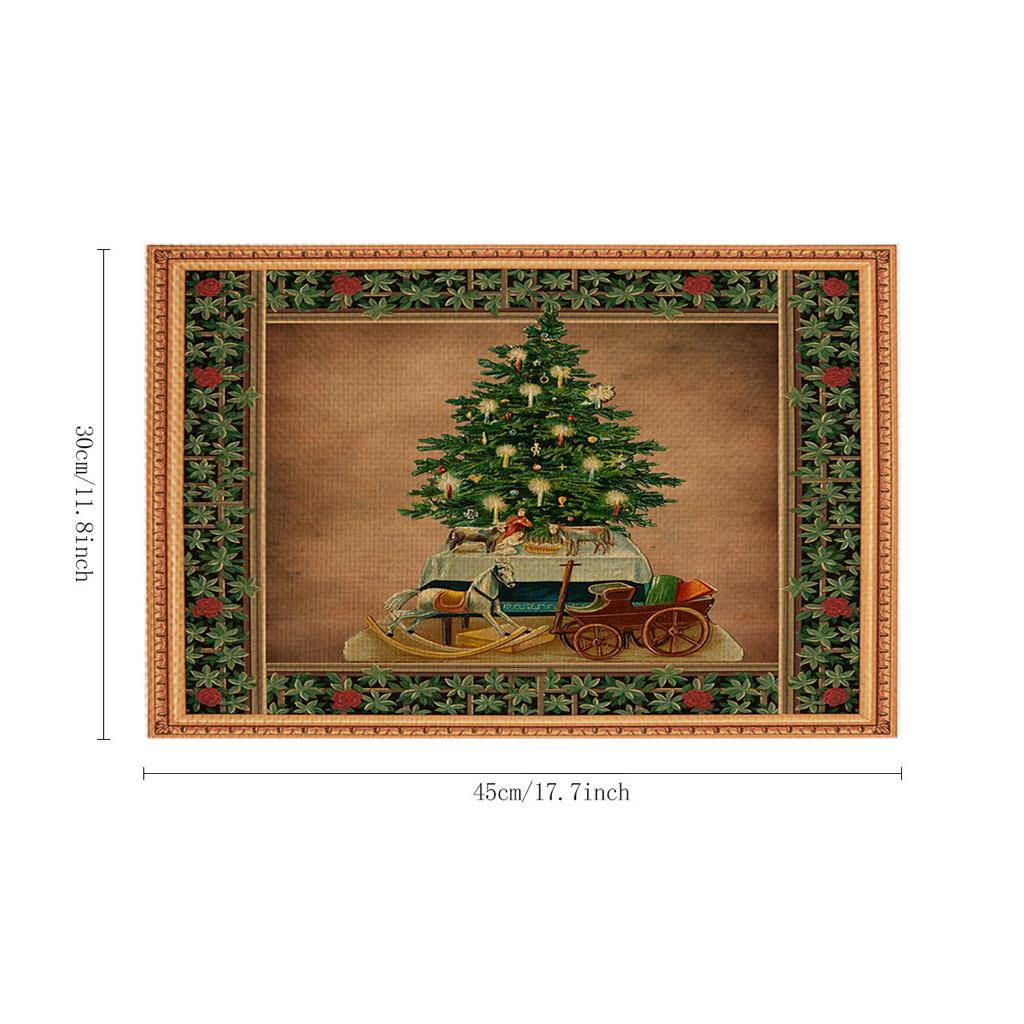 Christmas Linen Placemats Table Decoration Printed Placemat Non-slip Heat Insulation Anti-scald Pads Kitchens Accessories