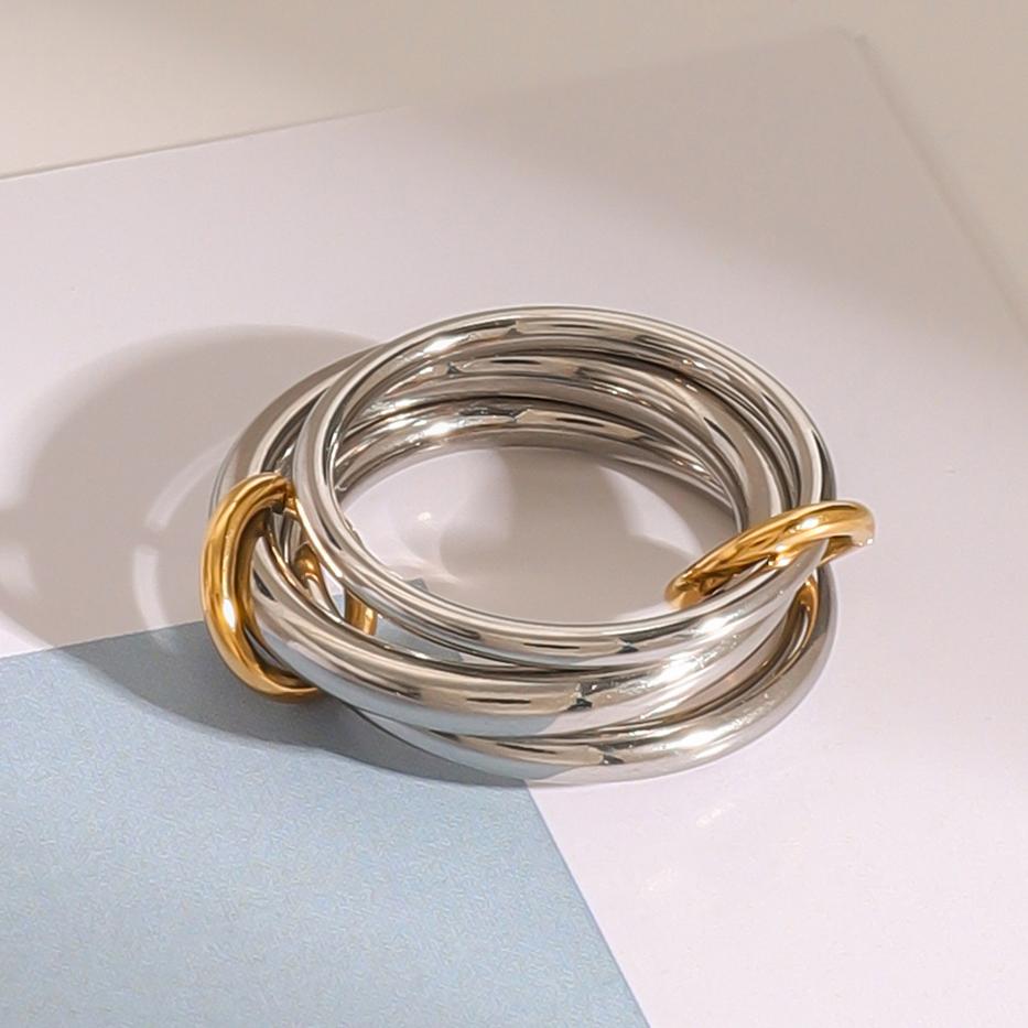 Youthway Multiple Layers Geometric Stainless Steel Women'S Ring Gold Color Waterproof Jewelry Gifts And Accessories