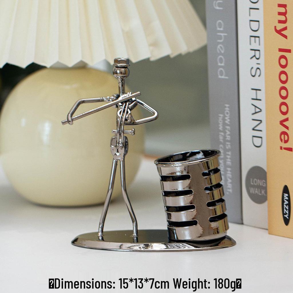 Band Little Iron Man Wrought Iron Figurine for Home Decor and Wine Cabinet Decoration