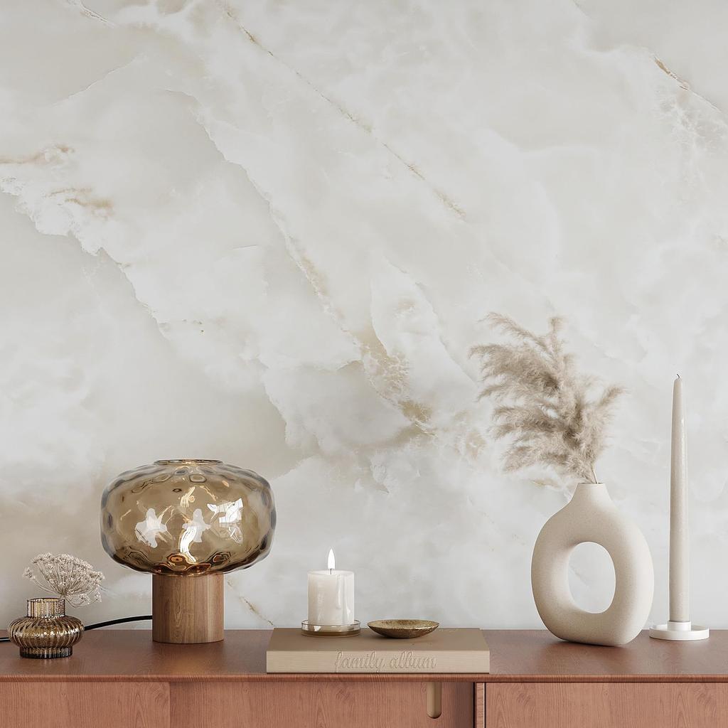 VEELIKE Marble Wallpaper Remake Waterproof and Wallpaper Cream Matte Table and Wall Peelable for Interior Sliding Kitchen Toilet and Stylish