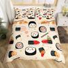 Sushi Duvet Cover Twin Japanese Cherry Blossoms Bedding Set for Girls Boys Room Decor Kawaii Sushi Japan Food Comforter Cover