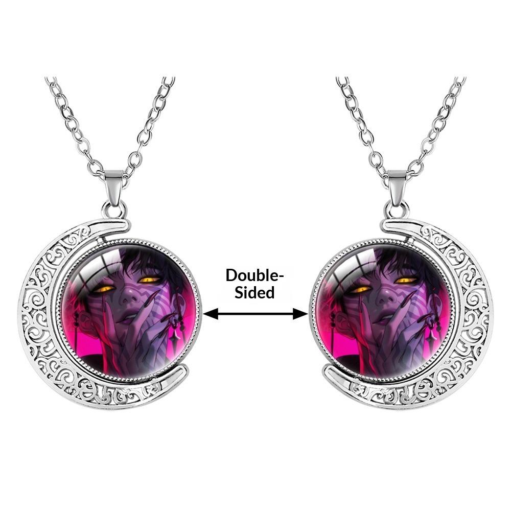 Collana con Pietra Preziosa a Forma di Luna Crescente Ciondolo Rotante Double-sided Accessori di Coppia di Alta Gamma