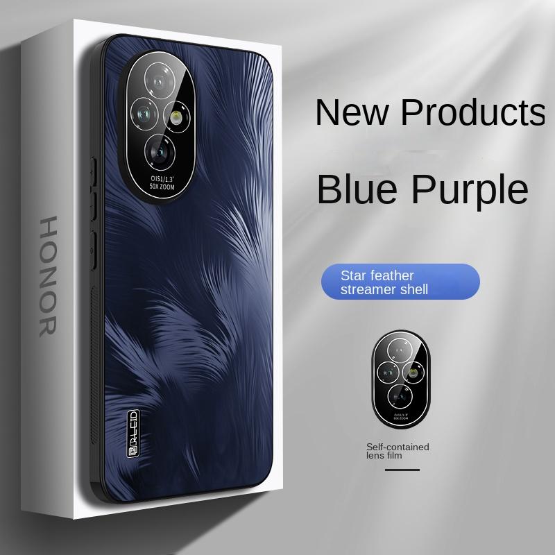 For Honor 200 200 Pro Electroplated Starry Sky Feather Texture Lens All-in-One Drop Anti-Fingerprint Phone Case
