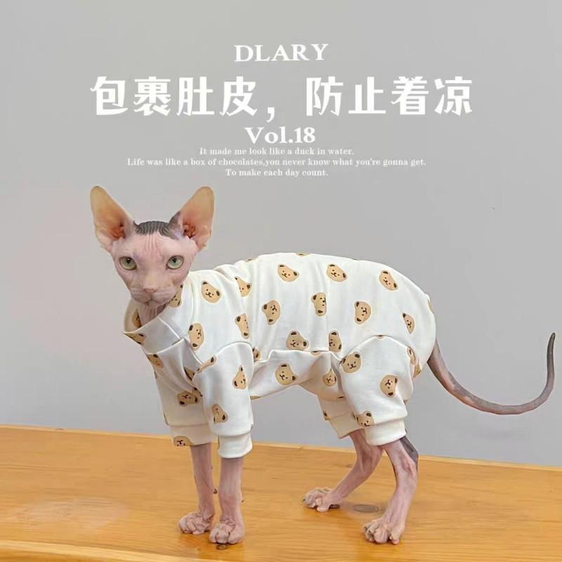 Leichter 4-Beiner Katzen-Jumpsuit Sphynx Devon Rex Kühlendes Outfit Kleiner Bär Design
