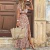 Bohemia Floral Dress With Stretch Polyester For Beach Vacation And Casual Wear