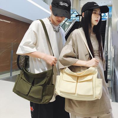 Tooling Wind Large Capacity Canvas Bag Simple Leisure Travel Shoulder Messenger Bag Men's and Women's Street Trend Messenger Bag