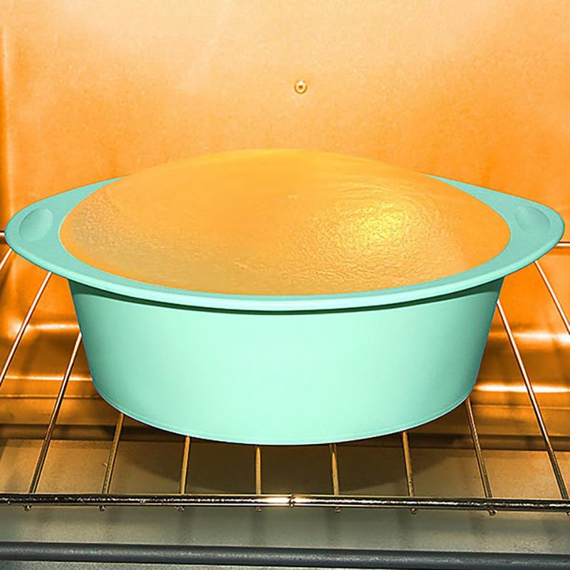 1/2Pcs Silicone Square Round Cake Plate Non-Stick Brownie Pot W/Anti-Slip Handle Oven And Air Fryer Safe Perfect For Baking Cake