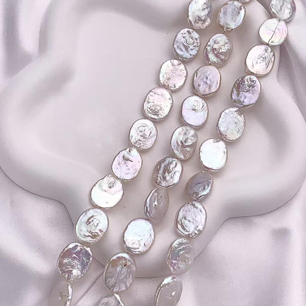 1String, Baroque White Artificial Pearls, Vintage Handmade Irregular Oval Beads for DIY Necklace Bracelet Anklet, Creative Jewelry Making Crafts 36cm