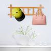 6 Hooks Wall Mounted Clothes Coat Hat Hanging Rack Bedroom Wall Hanger OrganizerBamboo Color