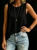 Fashion Loose Women Solid Color Irregular Sleeveless Round Neck Tank Top