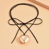Collier femme exagéré réglable à lacets couleur douce cadeau élégant grand coeur d'amour
