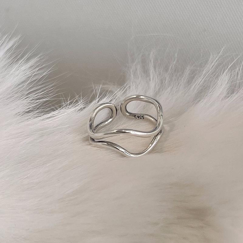 Trendy Geometric Stackable Letter Graffiti Adjustable Open Ring for Women Open Adjustable