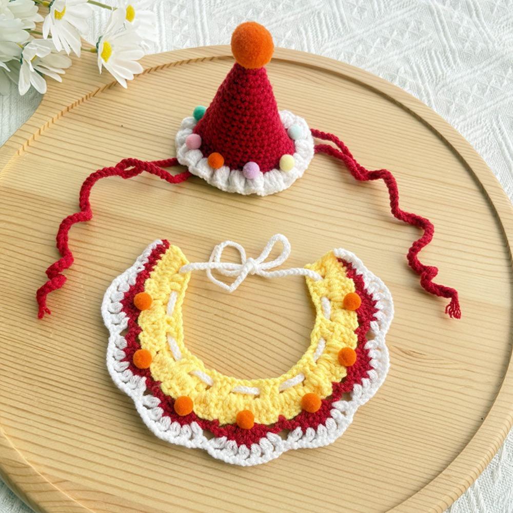 Cute Cat Birthday Hat Pet Birthday Party Dog Accessories New Dog Neck Set for Small Dogs Puppy