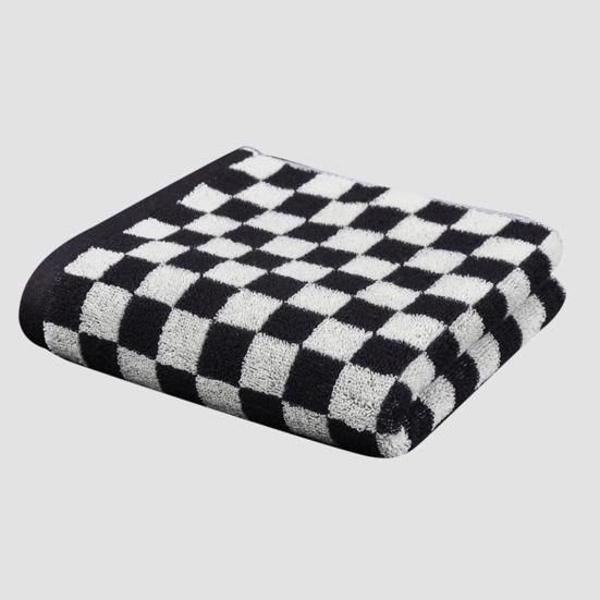 Pure Cotton Hand Towel Plaid Print Lightweight Water Absorbent Decorative Towel Gym Quick-Dry Washcloth