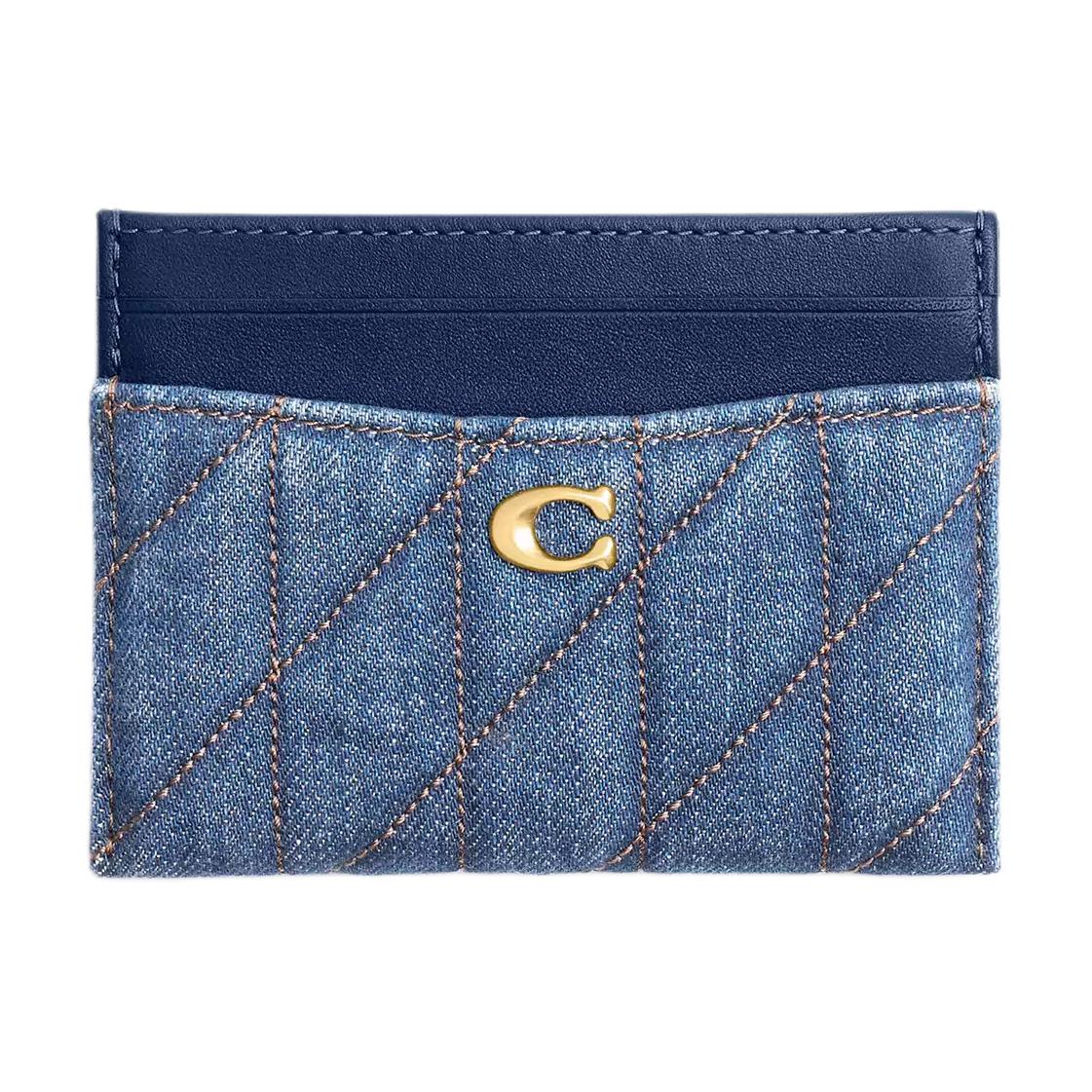 COACH Essential 11 Metal Logo Quilted Denim Card Holder Women accessories Dark-Blue CBA76-B4RHO Dark Blue