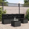 Vidaxl 6-Cz. Set di Mobili da Giardino con Cuscini, Polyrattan Nero