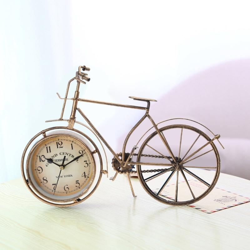 Antique Bicycle Alarm Clock Arabi Numeral Desk Clock Vintage Table Clock Home Office Bedroom Dormitory Decoration