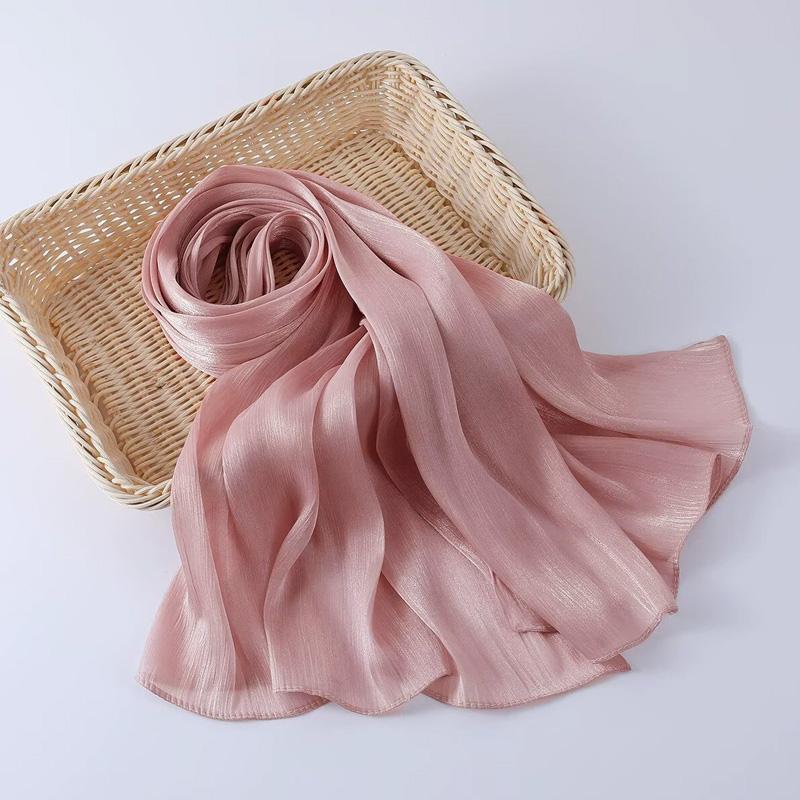 

1 шт. Плиссированный шарф с блестящим мятым глиттером, дышащий, длинный, однотонный, шифоновый, шарф-головной убор, мусульманский хиджаб 22