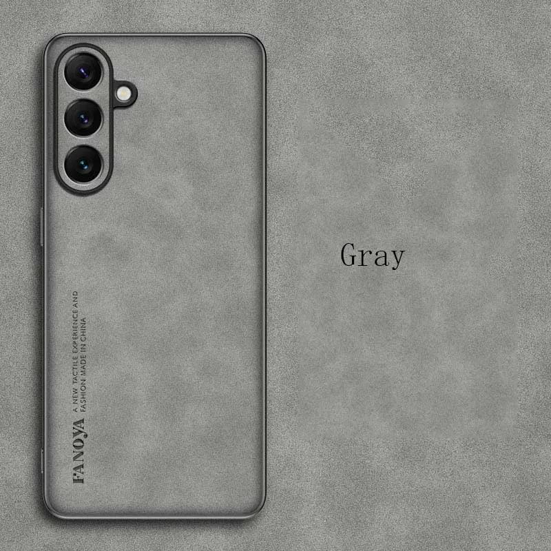 

EUCAGR Sheepskin PU Leather Silicone Phone Cases For Samsung Galaxy S26 Plus S25 FE edge S24 S23 S22 S21 S20 Back Cover Coque S21 сірий колір