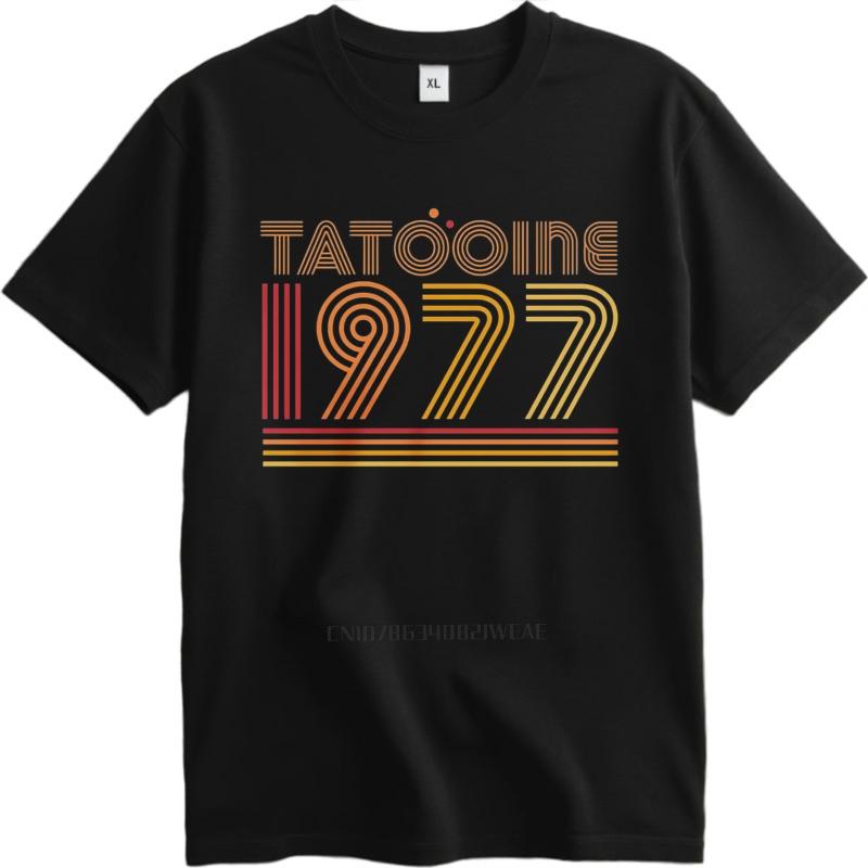 Vintage summer For him t shirt Tatooine 1977 Retro Design Print Short Sleeve Relaxed Fit Round Neck Teeshirt men cotton t shirt