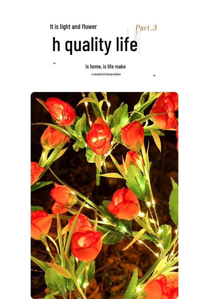 2024 Solar Flower Lantern: Outdoor LED Garden Light with 7-Head Water Droplet Sweetheart Roses