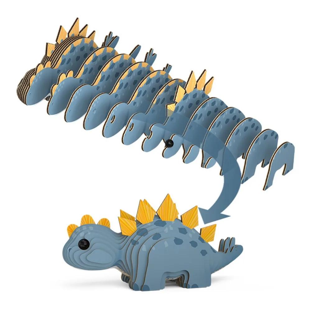 3D DIY Dinosaur Paper Puzzle Handmade Assembly Animal Stickers Interest Hand on Ability Toys Sets for Children Kids Crafts Gift