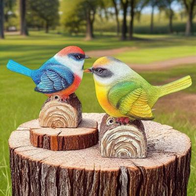 Yousheng Bird Ornament with Light-Triggered Bird Sound Lifelike Look Decorative Bird Sculpture Garden Courtyard Decor