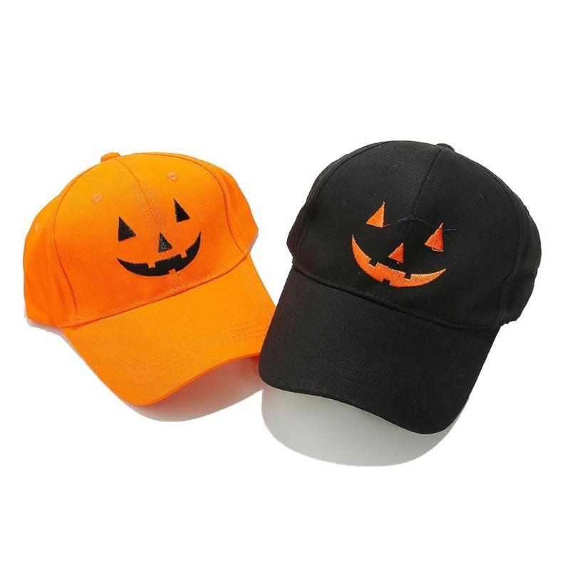 Embroidery Pumpkin Faced Baseball Hat for Family Outdoor Street Wear Dance Caps Festival Celebrate Hat Costume Accessory