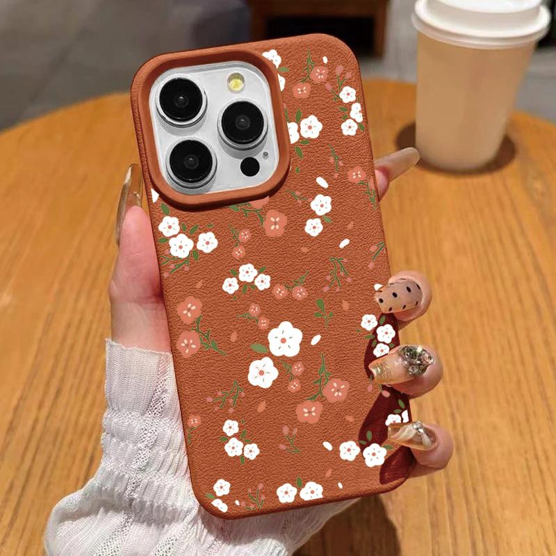 Phone Case For Samsung Galaxy S26 S25 Ultra Edge S24 S23 Plus S22 S21 S20 FE Small Floral Silicone Leather PU Shockproof Cases