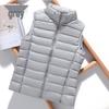 Women's Lightweight Down Vest, Korean Style, Stand-Up Collar, Slim-Fit, Sleeveless Jacket for Autumn and Winter.