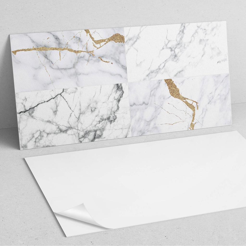 Self-adhesive Vinyl Panel with Print for Bathroom 120x60 cm Marble Patterns with Veins