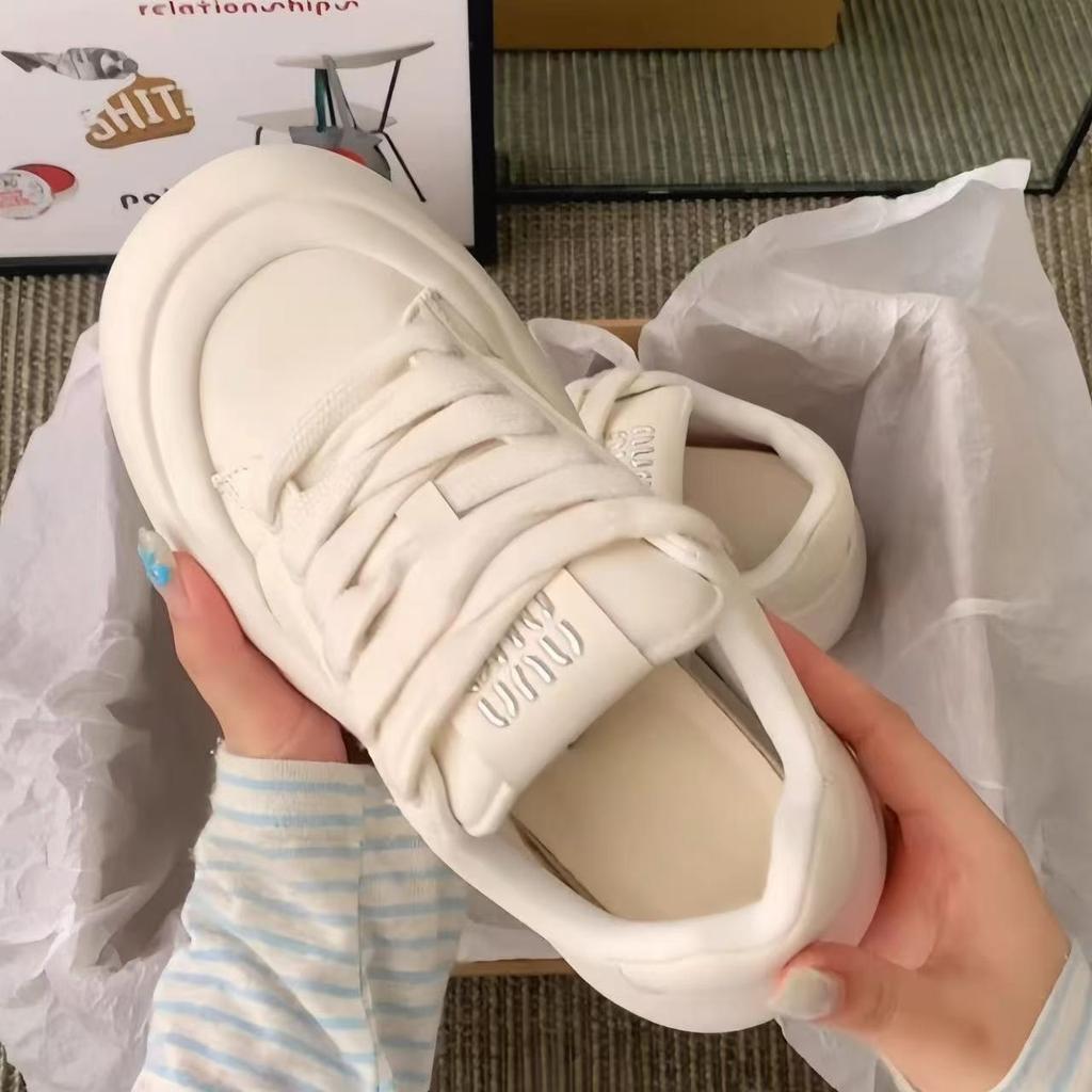 Fashion Thick Soled Sponge Cake Height Increasing Sports Big Toe Shoes 2025 Spring and Autumn New Popular Casual Board Shoes