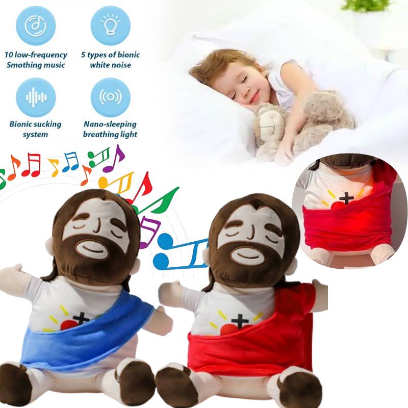 Plush Relief Anxiety Toys Jesus Breathing Musical Soothing Doll Sleep Toy Gift