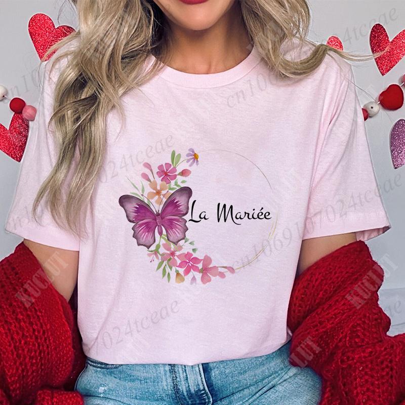 French Bridal Wedding Tops Team Bride T-shirt Women Single Bachelorette Hen Party Tees EVJF Future Bride Bridesmaid Clothing