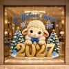 2027  Year Window Stickers Cute Crochet Sheep Pattern Removable Self Adhesive For Home Shop Holiday Window Decoration
