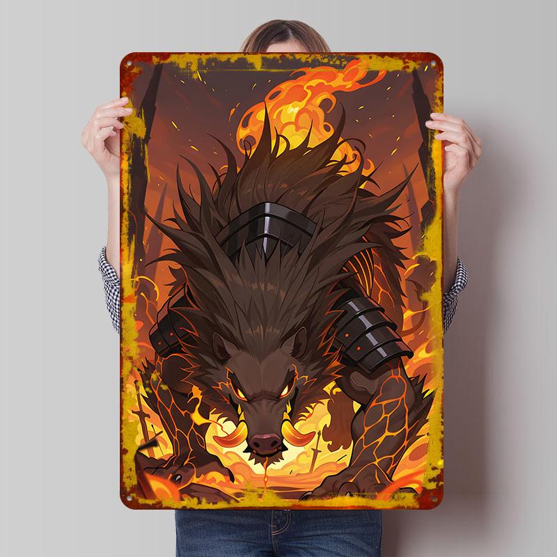 

Armored Boar in Fiery Landscape Poster Customized Wall Art Vintage Metal Signs Retro Tin Plaque for Man Cave Garage Decoration 7.9x11.8In(20x30cm)