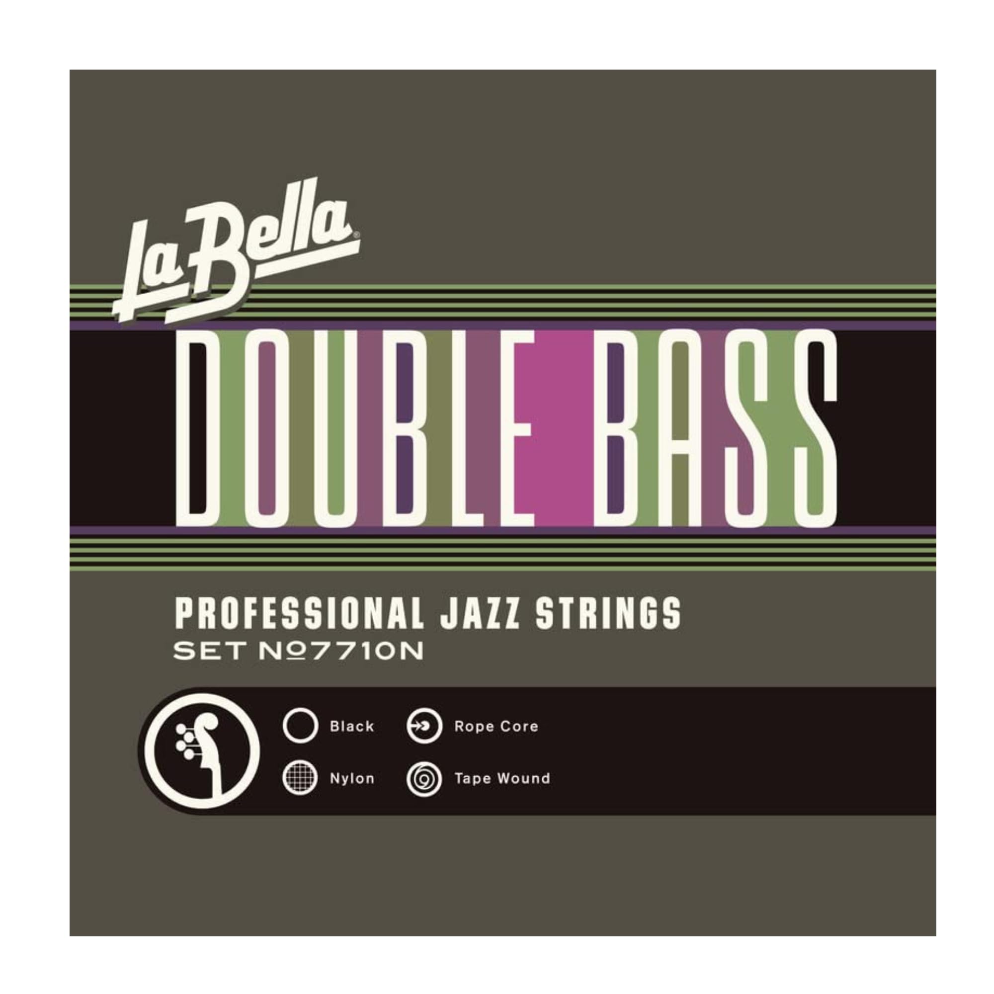 

La Bella Bass Nylon Tape Wound on a Rope Core 7710N/Professional Jazz/Light Tension/Double Strings/Black чёрный