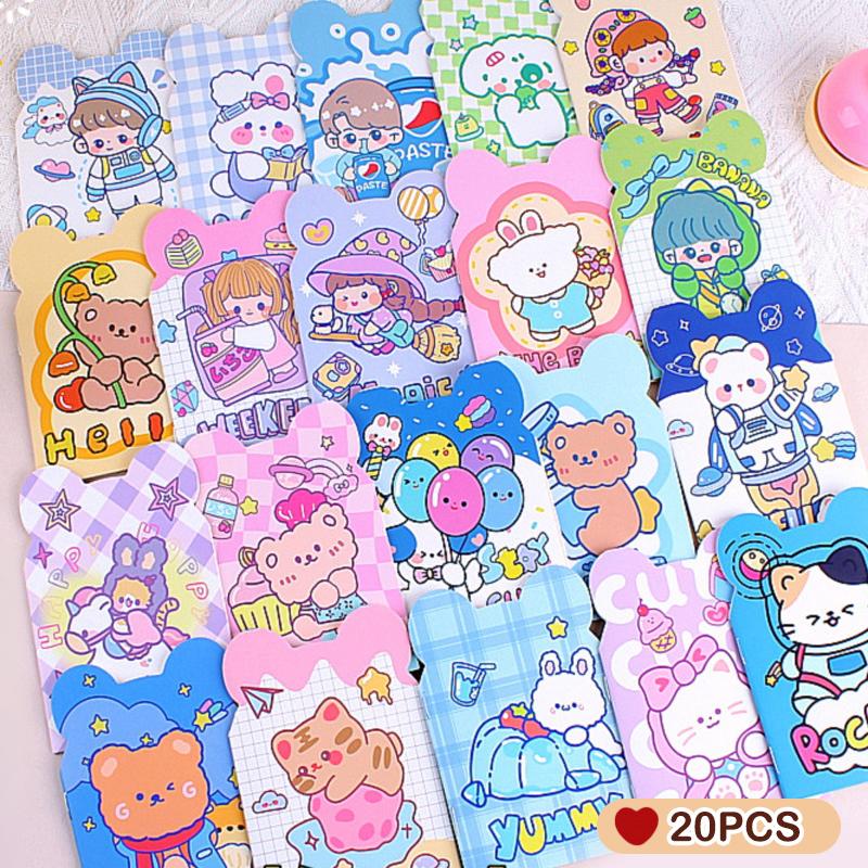10/20Pcs Cartoon Portable Mini Notebook Daily Planner Notepad Kawaii Cute Notepad Office Supplies Student Stationery Gifts