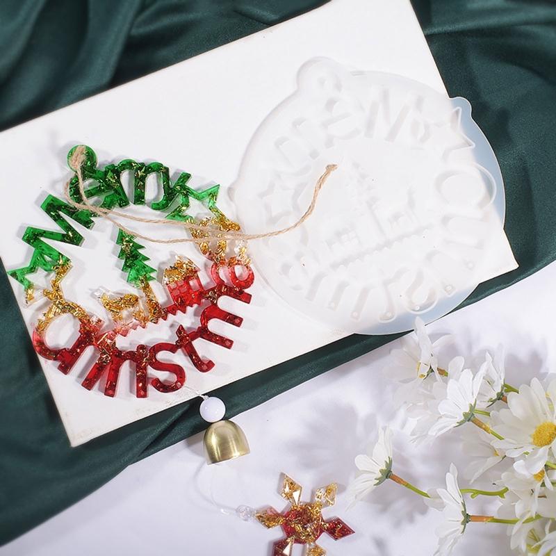 Diy Christmas Elk Snowflake Crystal Epoxy Mold Pendant Wall Hanging Curtain Wind Chime Mirror Surface Silicone Mold