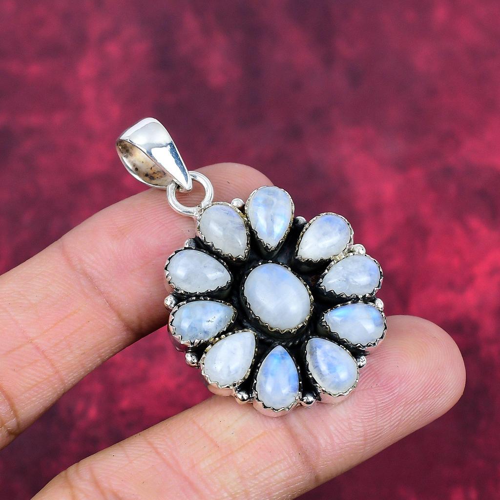 Rainbow Moonstone Pendant Gemstone Jewelry, 925 Solid Sterling Silver Pendant, Handmade Beautiful Jewelry Pendant