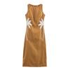 Araltay New Arrival Fashion Style Women's Clothing Fashion All-Match Minimalist Coconut Tree Embroider Sleeveless Commute Style Dress