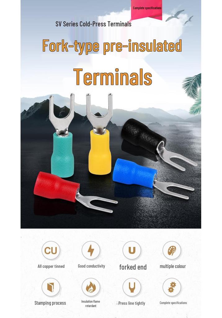 Zongyi SV2-4 U-Shaped European Pre-insulated Copper Terminal (1.5-2.5 Mm²)