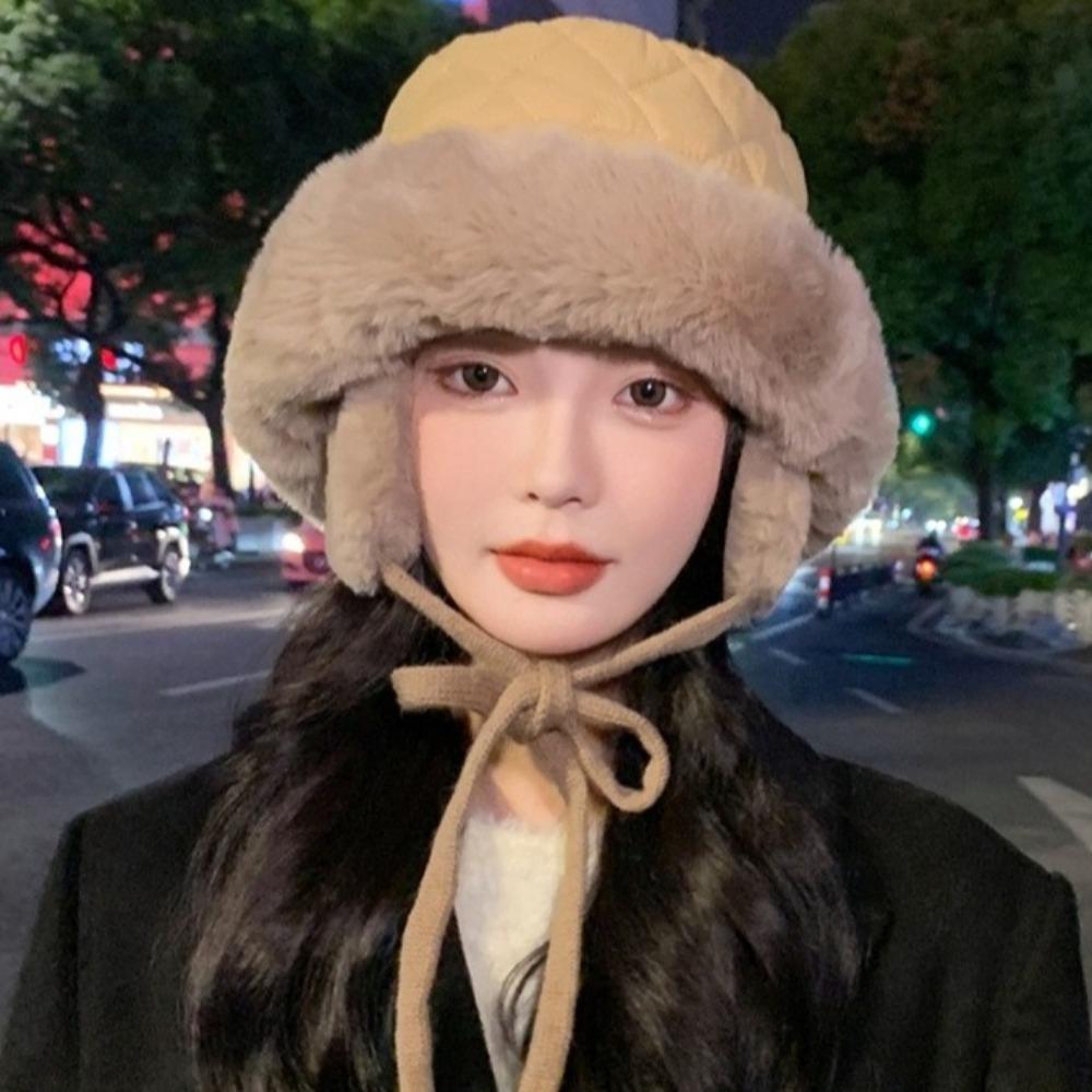 Korean Stye Ear Protection Hat Keep Warm Women Fisherman Cap Winter Plush Bucket Hat  Autumn Winter