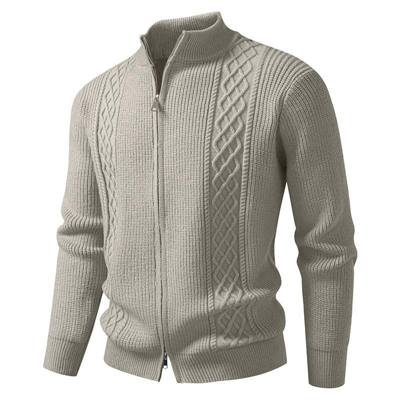 2026 New Autumn and Winter Men s Zipper Fashionable Casual Stand-up Collar Cardigan Sweater Jacket L легкие хаки