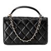 Chanel 23P Spring/Summer Black Quilted Sheepskin WOC Chain Flap Shoulder Crossbody Handbag Mini Women Bag