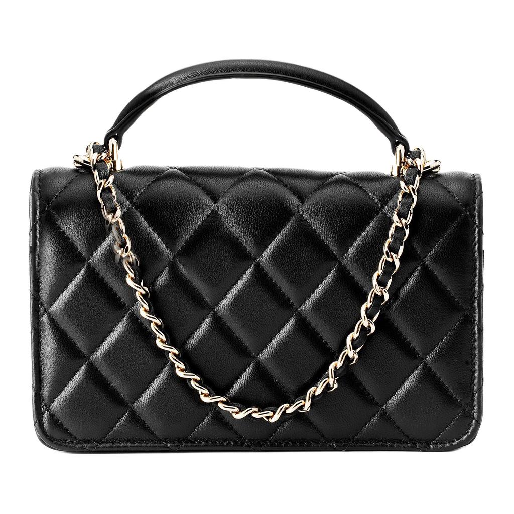 Chanel 23P Spring/Summer Black Quilted Sheepskin WOC Chain Flap Shoulder Crossbody Handbag Mini Women Bag