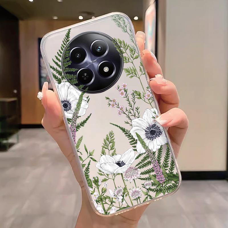 For Realme 12 4G 12+ 13+ Plus 13 Pro+ Plus 5G Case Fashion Flowers Painted Clear Silicone Phone Cover Fundas Funny Cat Couple