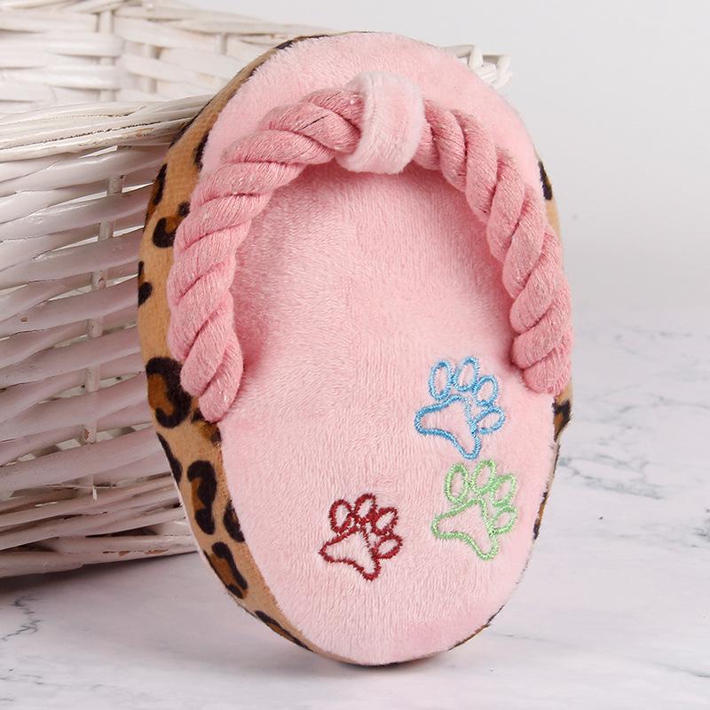 

Bichon Teething Squeaky Toy - Plush Slippers for Dogs & Cats розовый