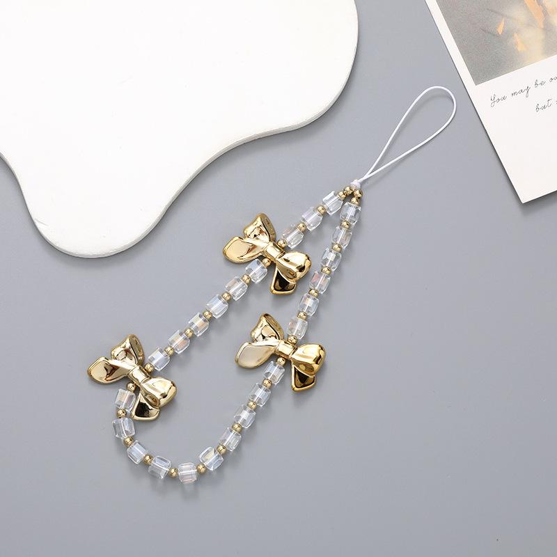 

Шарм для телефона в виде бусинок и бантика: Ремешок на запястье против падения и потери с коротким шнурком Phone Chain