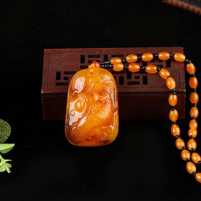 Vielseitige gelbe Bernstein Honigwachs Anhänger Halskette
